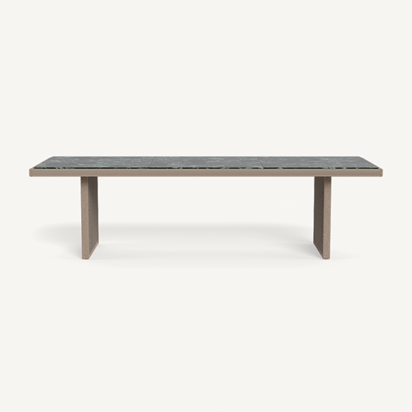 “Formentera 108-inch dining table by Harbour – handcrafted solid teak construction with refined plank top”
