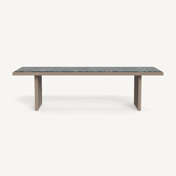 “Formentera 108-inch dining table by Harbour – handcrafted solid teak construction with refined plank top”