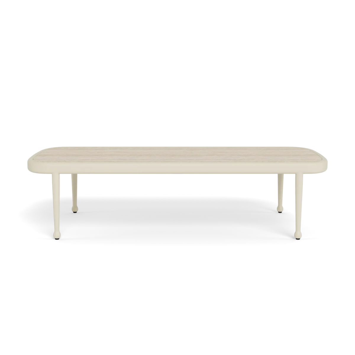 “Side profile of Harbour’s Andre rectangular coffee table – low-profile design with sculptural legs”