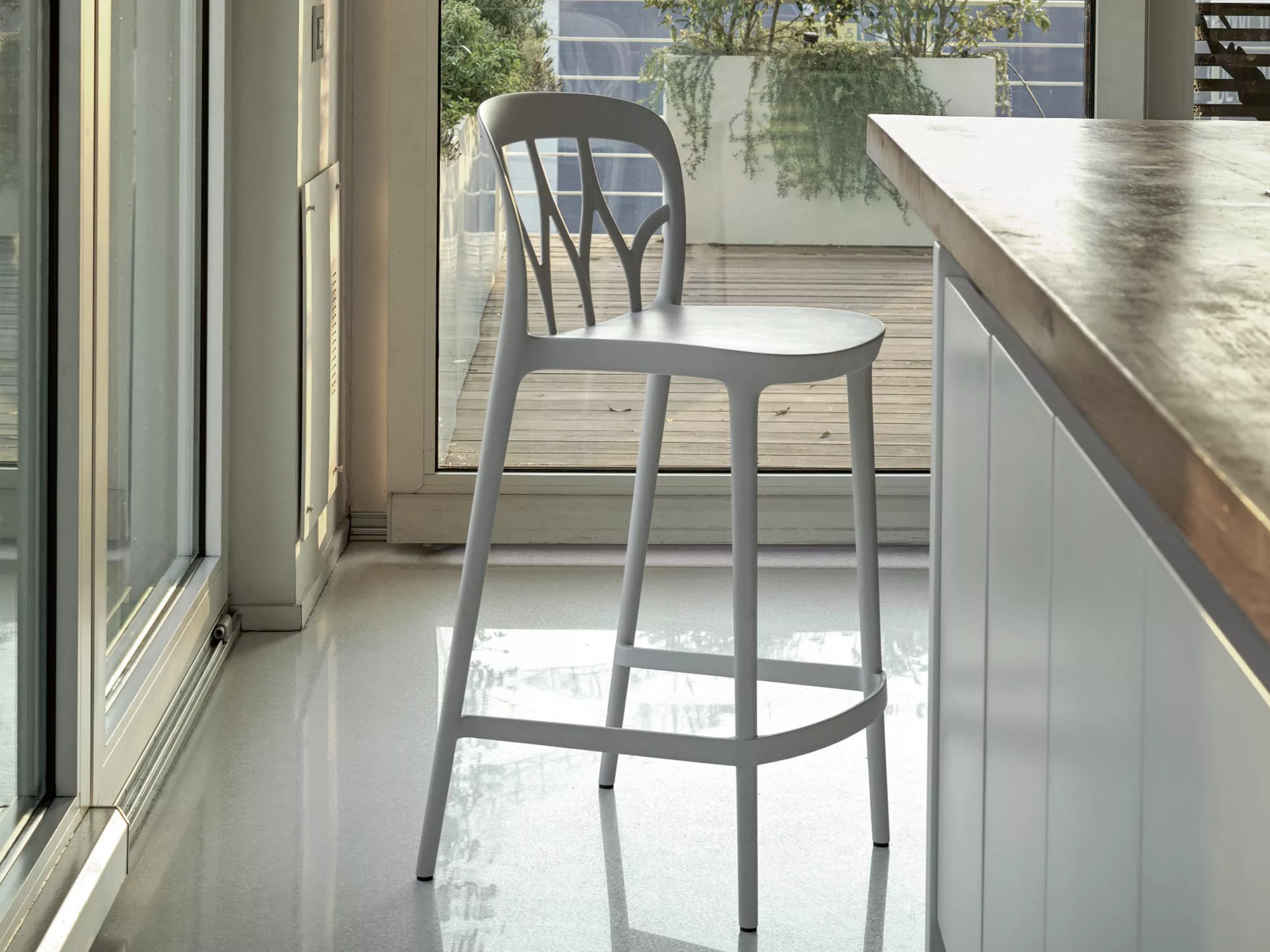 Galaxy Footstool by Bontempi in Royal Oak, MI featuring a sleek polypropylene frame with recyclable glass fiber and a modern design.