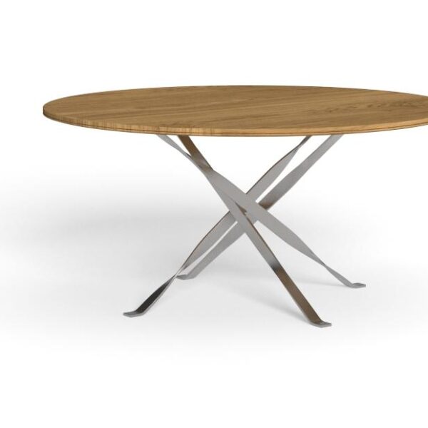 "Outdoor dining table George D.155 by TalentiSpa with round top and powder-coated structure."
