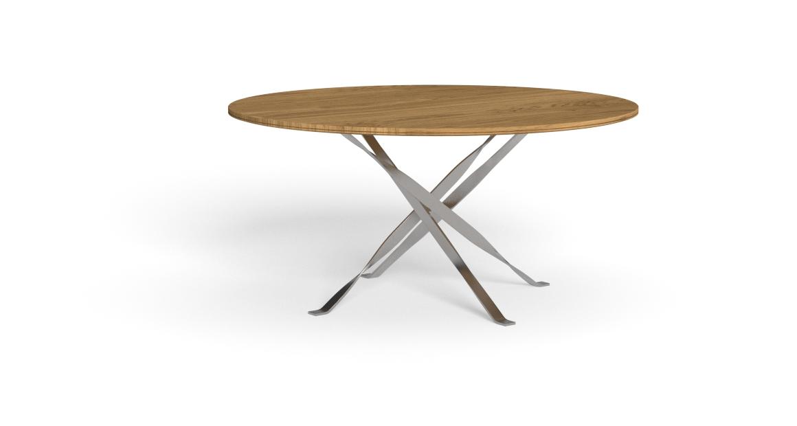 "Outdoor dining table George D.155 by TalentiSpa with round top and powder-coated structure."