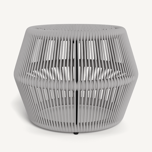 “Hamilton Footstool by Harbour – modern outdoor ottoman with powder-coated frame and plush cushion”
