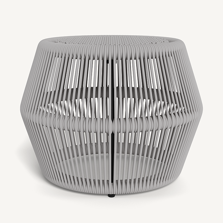 “Hamilton Footstool by Harbour – modern outdoor ottoman with powder-coated frame and plush cushion”