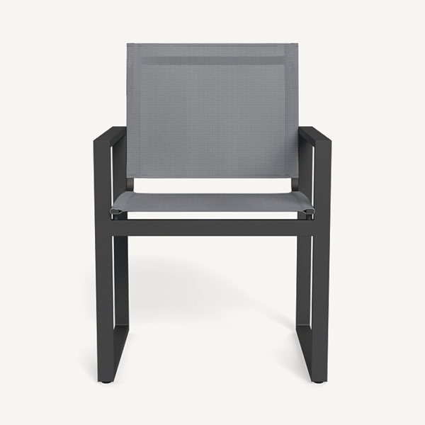 “Hayman Aluminum Dining Chair by Harbour – modern outdoor chair with arms and powder-coated frame”