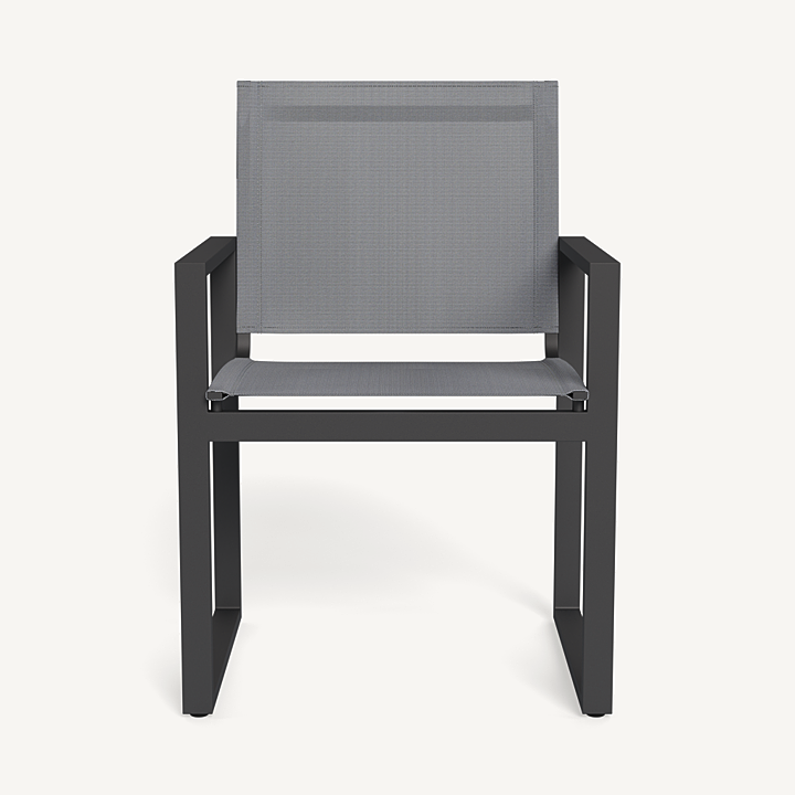 “Hayman Aluminum Dining Chair by Harbour – modern outdoor chair with arms and powder-coated frame”