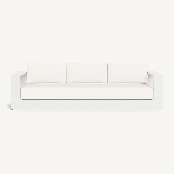 “Front view of Harbour Hayman Aluminum 3 Seat Sofa – minimalist three-seater with weather-resistant materials”