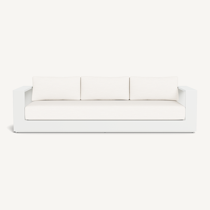 “Front view of Harbour Hayman Aluminum 3 Seat Sofa – minimalist three-seater with weather-resistant materials”