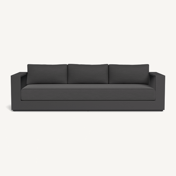 “Hayman Aluminum 3 Seat Sofa by Harbour – modern outdoor sofa with powder-coated aluminum frame and deep cushions”