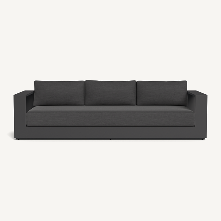 “Hayman Aluminum 3 Seat Sofa by Harbour – modern outdoor sofa with powder-coated aluminum frame and deep cushions”