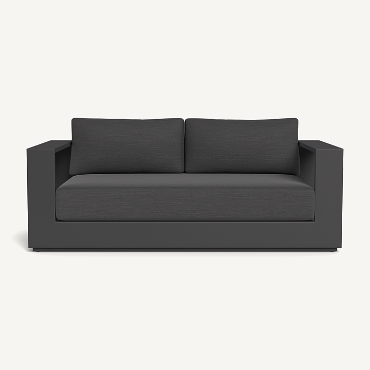  “Hayman Aluminum 2 Seat Sofa by Harbour – modern outdoor loveseat with sleek powder-coated frame and plush cushions”