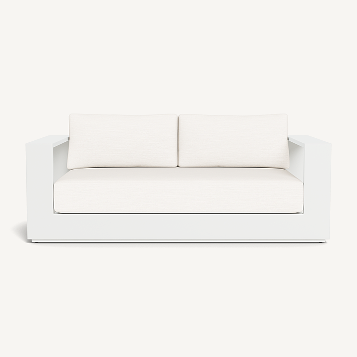 “Harbour Hayman 2 Seat Sofa – sleek aluminum-framed outdoor loveseat with minimalist design”