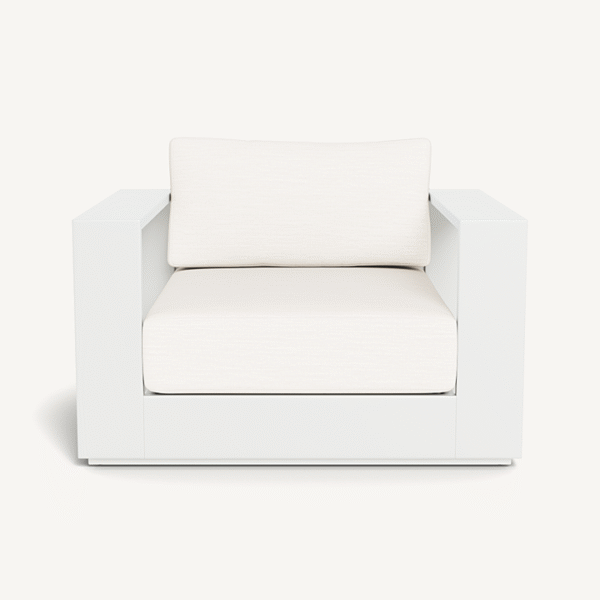 "Hayman Aluminum Swivel Lounge Chair by Harbour – sleek outdoor chair with powder-coated aluminum frame and plush cushions"