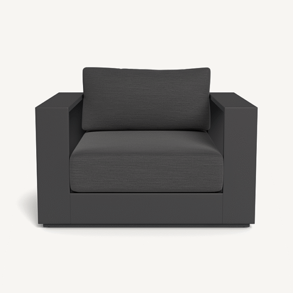 “Hayman Aluminum Lounge Chair by Harbour – modern outdoor seating with sleek white frame”