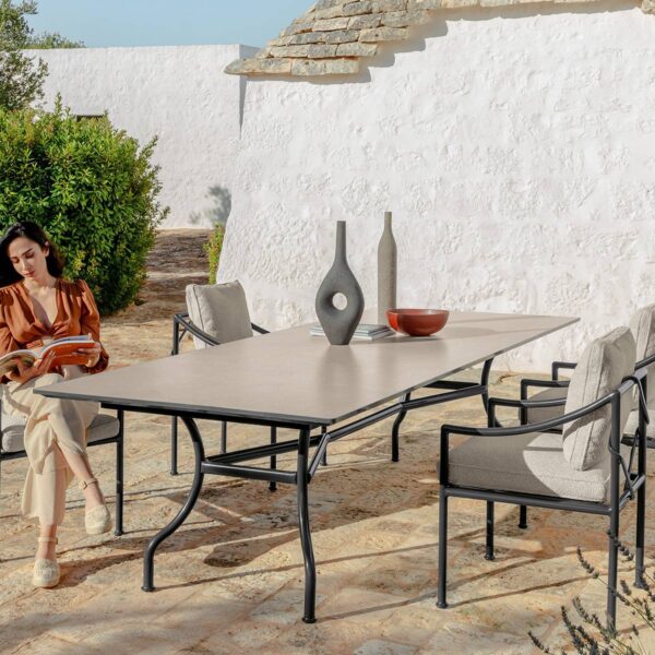 Capri Dining Table 280×110 by Talenti – large rectangular outdoor table with sleek design and modern Italian elegance