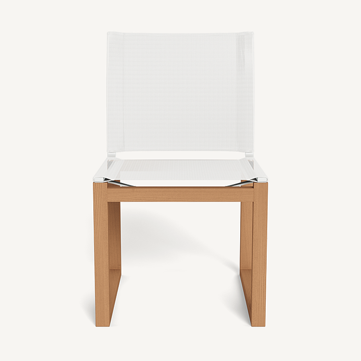 “Hayman collection teak armless chair by Harbour – weather-resistant dining seat with natural wood tones”