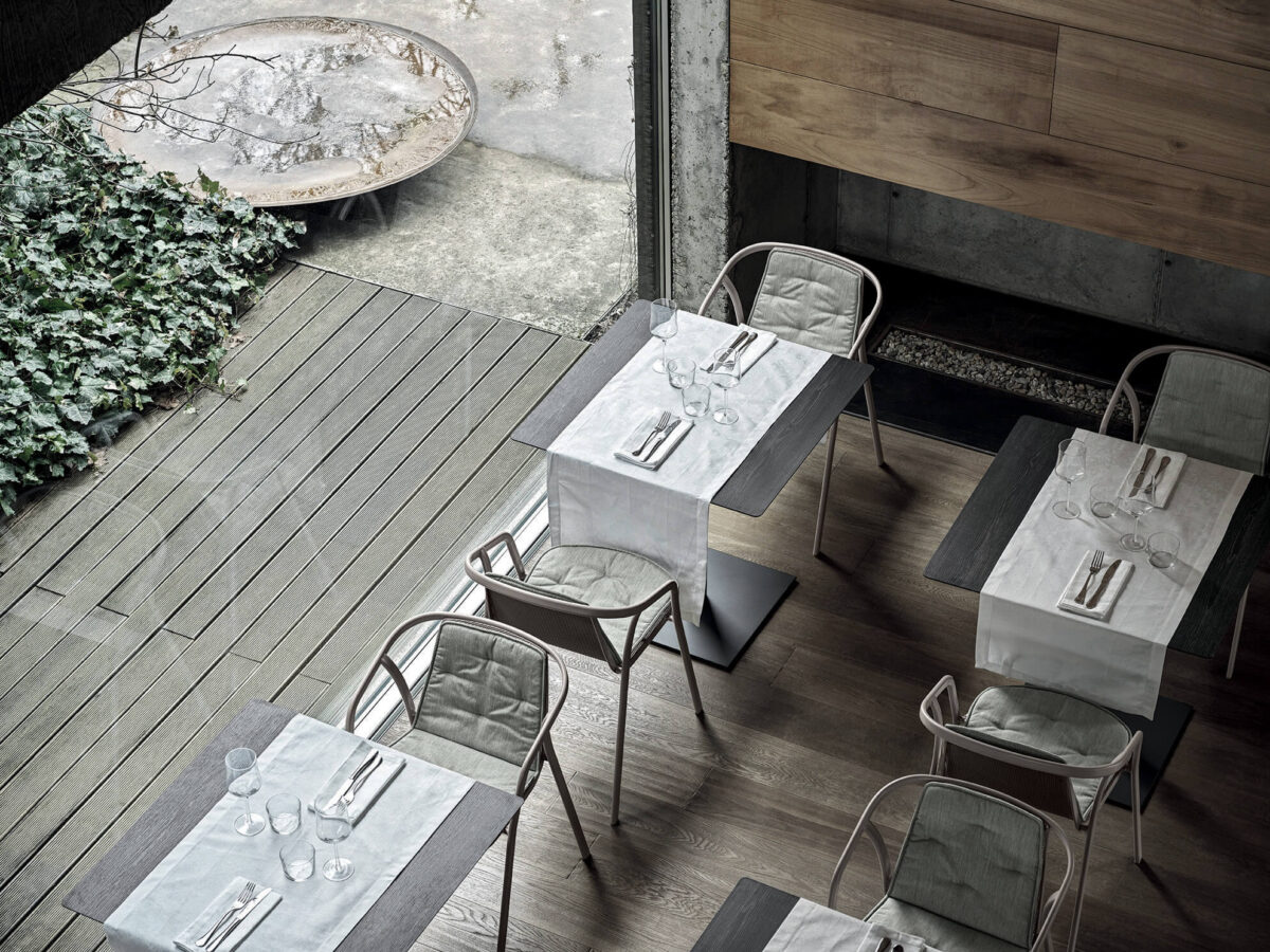 Luxury contemporary Ines outdoor furniture by Bontempi, perfect for an elegant patio in Birmingham, Michigan.