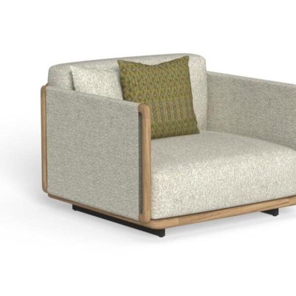"Contemporary TalentiSpa Jun Armchair with sculpted design and weather-resistant construction."