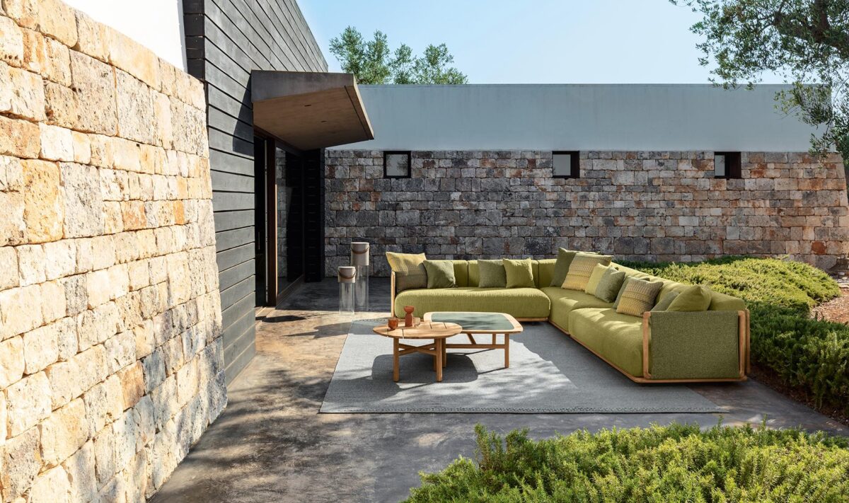 Luxury contemporary Jun 2-place outdoor sofa by Talentispa, designer outdoor furniture for Birmingham, Michigan.