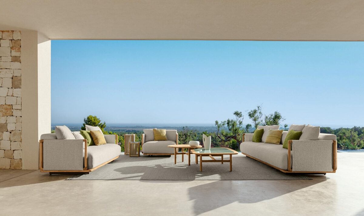 Luxury contemporary Jun 2-place outdoor sofa by Talentispa, designer outdoor furniture for Birmingham, Michigan.