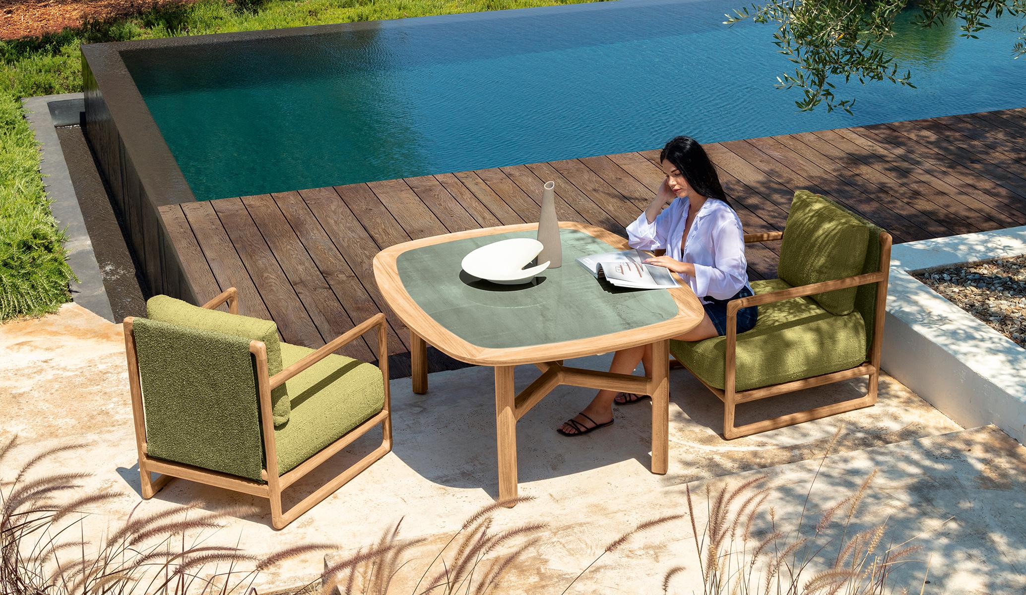 Jun Dining Table 140×120 by Talenti – compact rectangular outdoor table with sleek minimalist design
