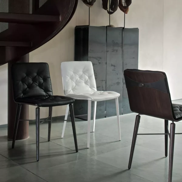 Kate by Bontempi dining chair with curved upholstered back