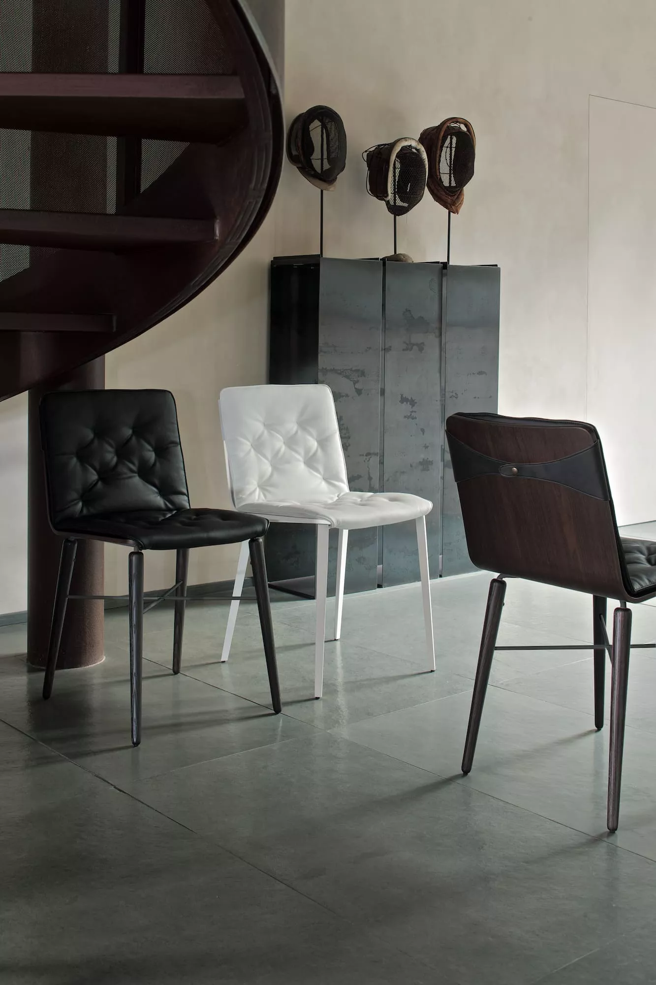 Kate by Bontempi dining chair with curved upholstered back