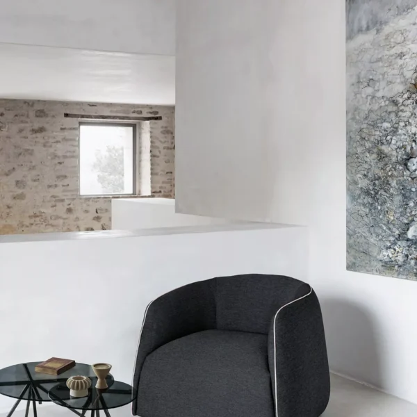 High-end contemporary **Kodi Armchair by Bontempi**, showcased at Birmingham Michigan showroom