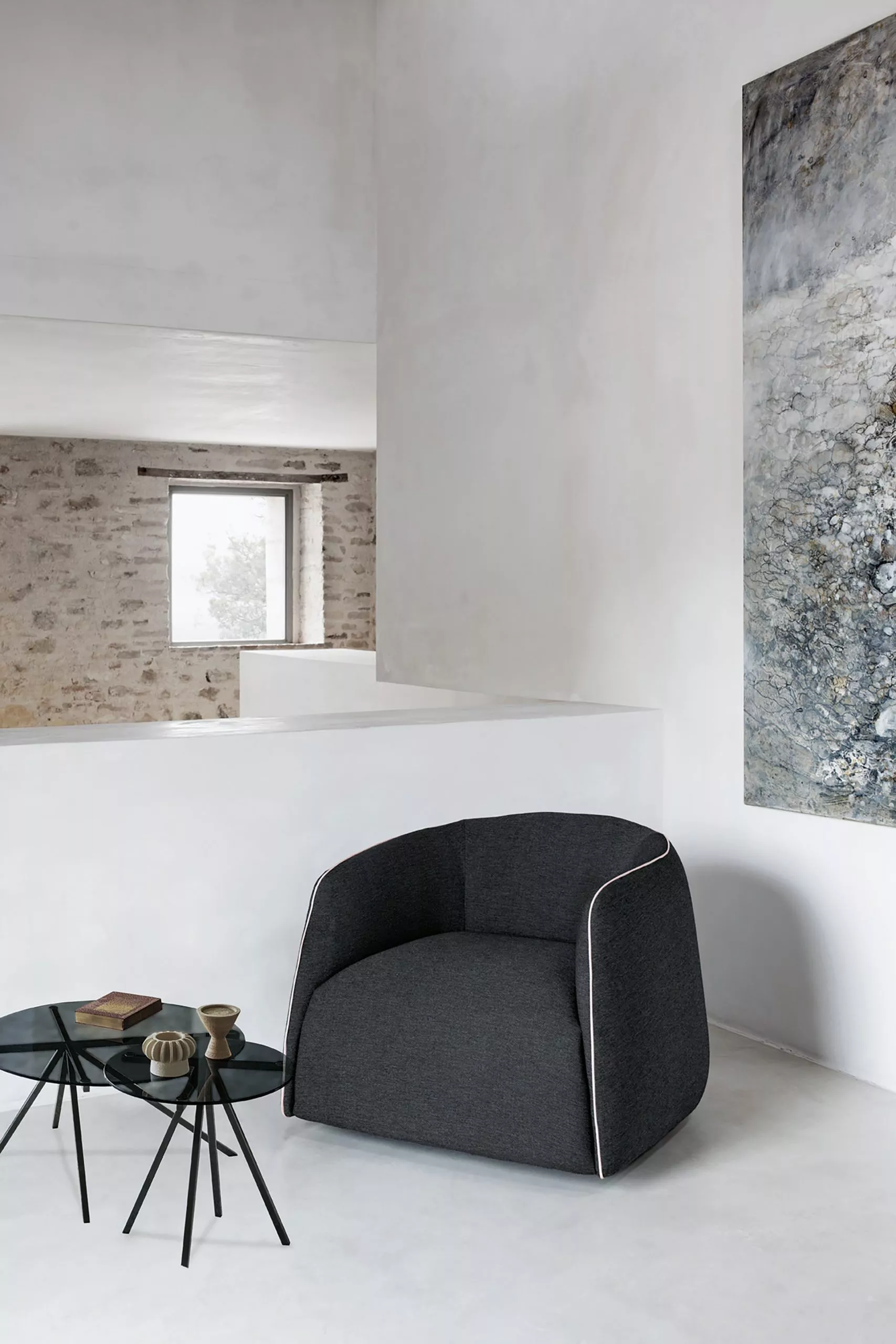 High-end contemporary **Kodi Armchair by Bontempi**, showcased at Birmingham Michigan showroom