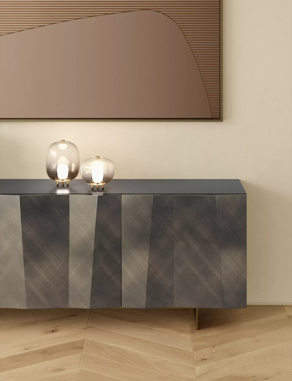 Luxury contemporary Municipality sideboard by Bontempi, showcased at Troy Michigan showroom. If you need further assistance or additional product descriptions, feel free to ask!