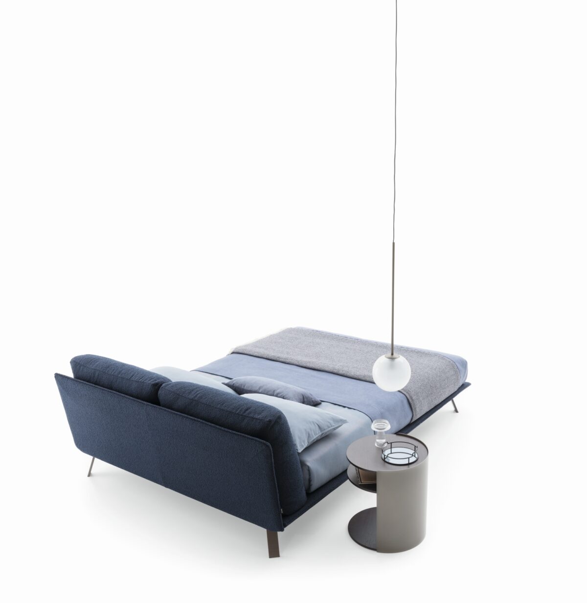 “Kanaha bed by Ditre Italia – modern Italian bed with slim metal frame and elegant upholstered headboard”