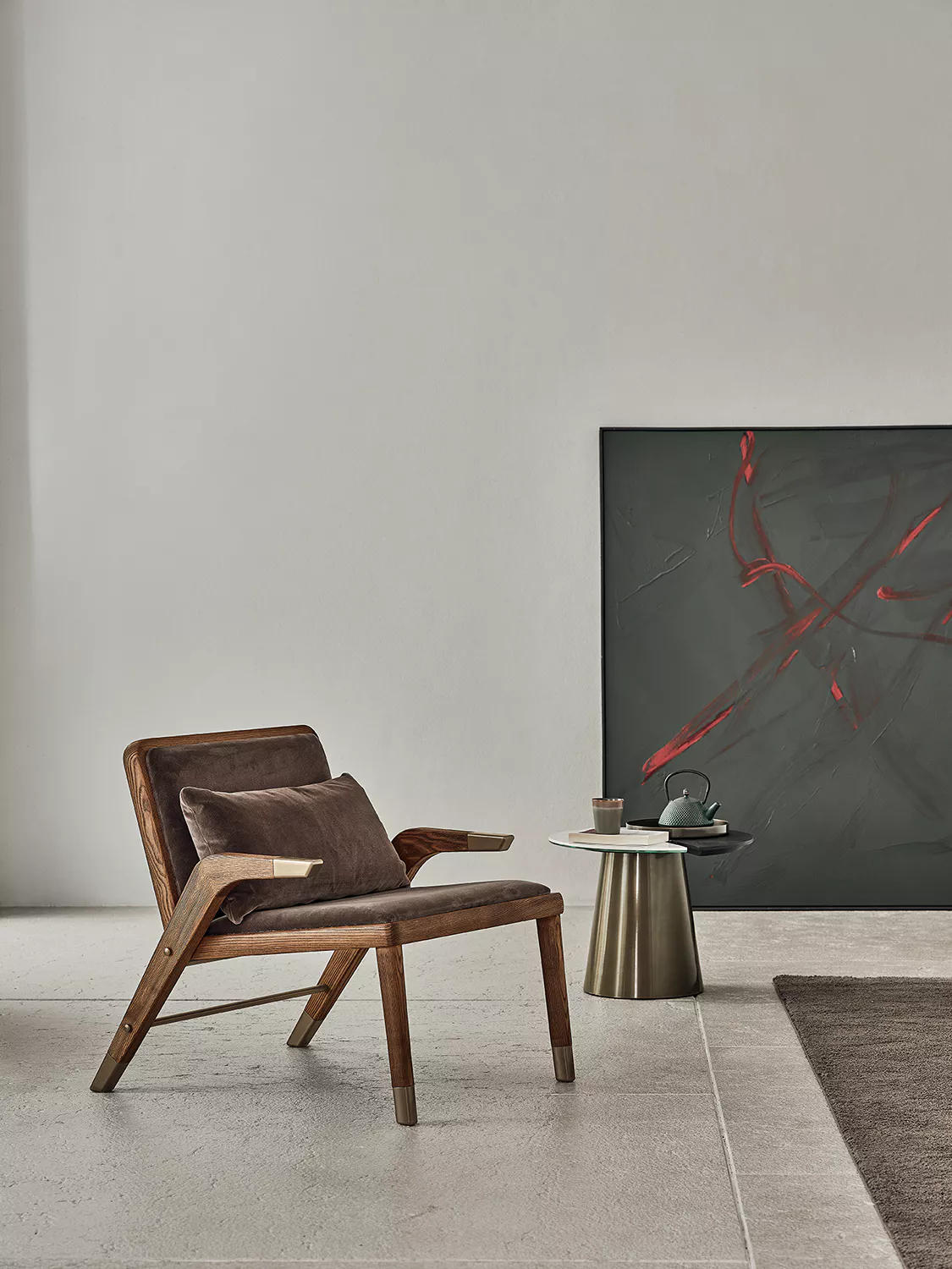 Modern Italian Lady armchair by Bontempi, displayed at Royal Oak Michigan showroom