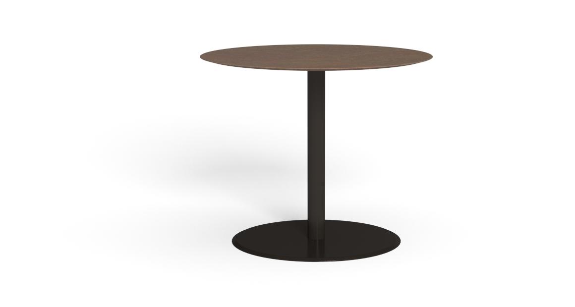 "Outdoor dining table by TalentiSpa with Leaf H62 base and refined Vitter top finish."