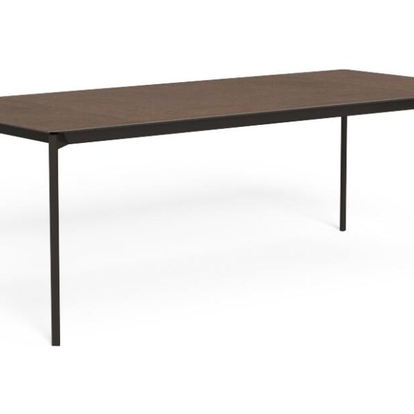"Modern aluminum frame Leaf 220×100 table by TalentiSpa perfect for outdoor entertaining."