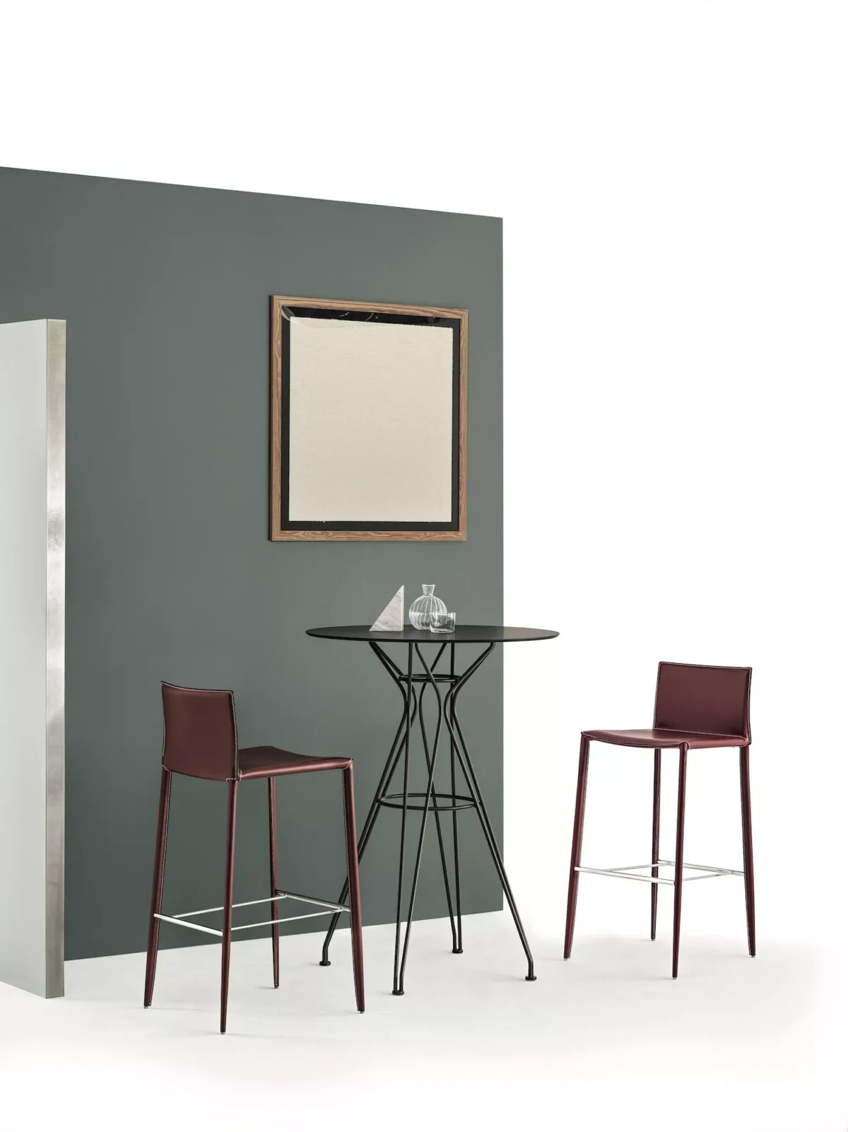Linda Footstool by Bontempi in Royal Oak, MI featuring a sleek metal frame and plush upholstery.