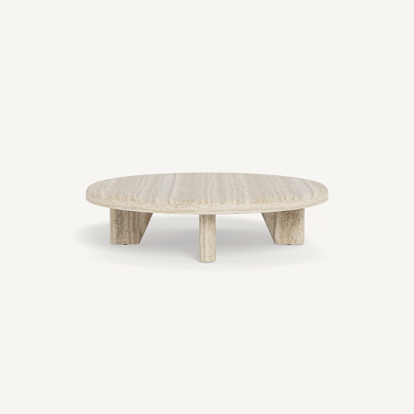 “Lucca Round Coffee Table 47-inch by Harbour – large circular coffee table with modern sculptural base”