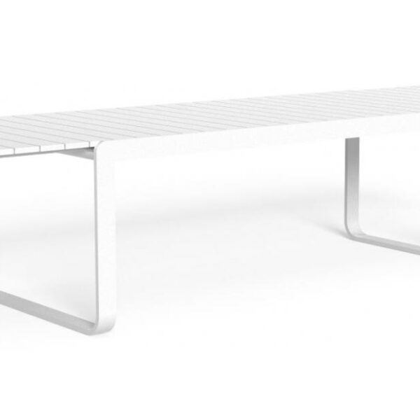 "TalentiSpa Lake dining table 220/337×100 cm featuring sleek design and durable outdoor materials."