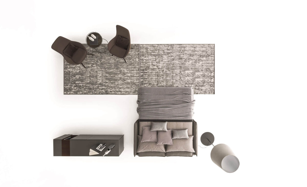 “Lulù 2.0 pull-out sofa by Ditre Italia – premium Italian craftsmanship with refined fabric and compact sleeping solution”