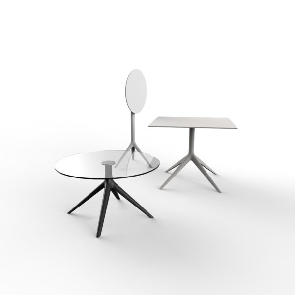 "Sleek MARI-SOL tables by Vondom designed for both aesthetic appeal and functional outdoor use."