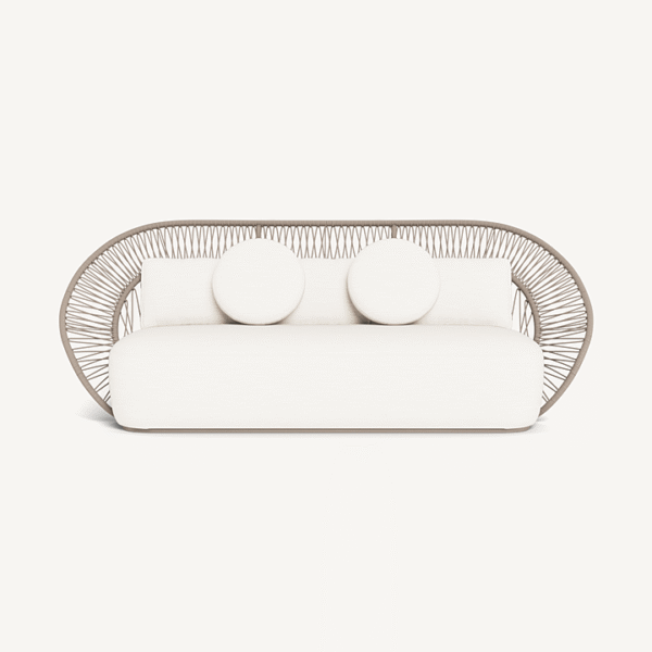 “Maui 3 Seat Sofa by Harbour – modern outdoor sofa with solid teak frame and plush cushions”