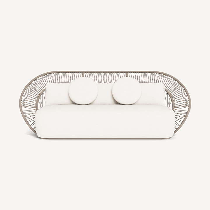 “Maui 3 Seat Sofa by Harbour – modern outdoor sofa with solid teak frame and plush cushions”