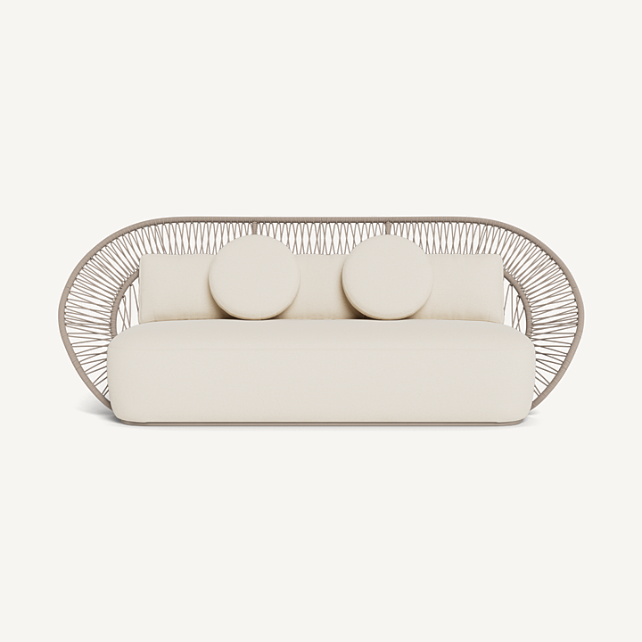 “Harbour Maui 3 Seater – contemporary patio sofa with wide arms and luxurious outdoor cushions”