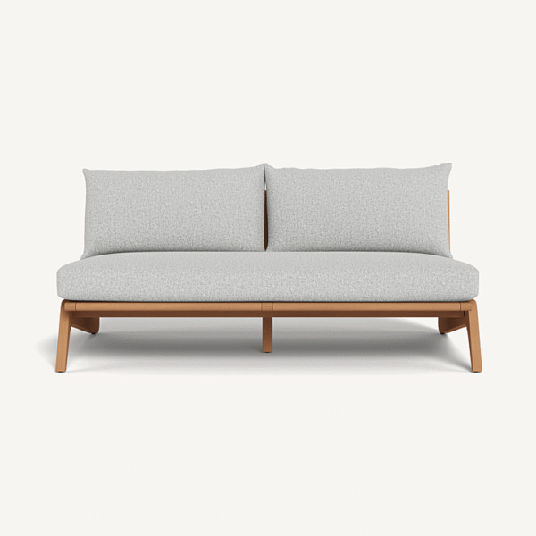 “MLB Teak 2 Seat Armless Sofa by Harbour – modern outdoor teak loveseat with minimalist design”
