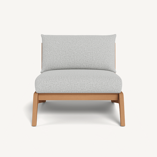 “MLB Teak Easy Chair by Harbour – modern teak lounge chair with clean lines and deep cushions”