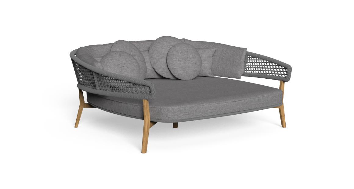 High-end Moon Teak Daybed by Cristian Briffa for Talentispa, modern Italian outdoor furniture for Troy, Michigan.