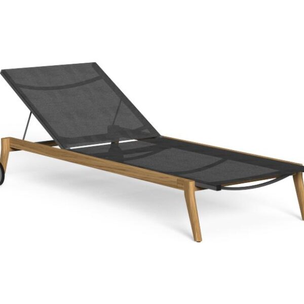 Modern Moon Teak Sunbed by Cristian Briffa for Talentispa, high-end Italian outdoor furniture for Royal Oak, Michigan.