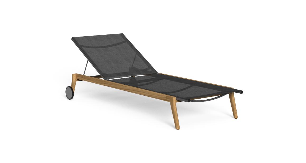 Modern Moon Teak Sunbed by Cristian Briffa for Talentispa, high-end Italian outdoor furniture for Royal Oak, Michigan.
