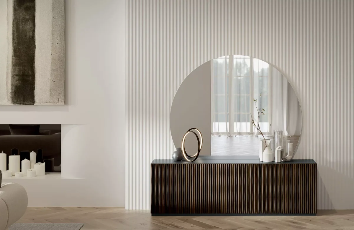 Luxury contemporary Musa sideboard by Bontempi Casa, showcased at Troy Michigan showroom.