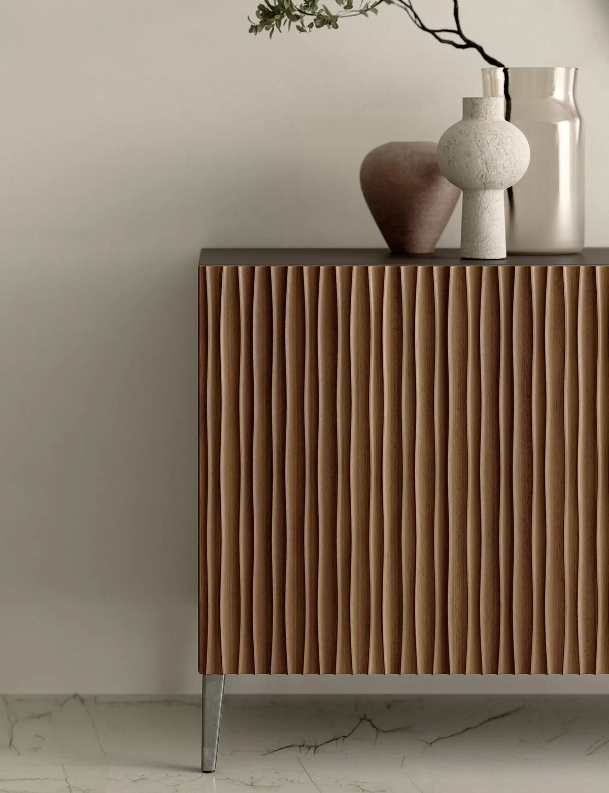 Luxury contemporary Musa sideboard by Bontempi Casa, showcased at Troy Michigan showroom.