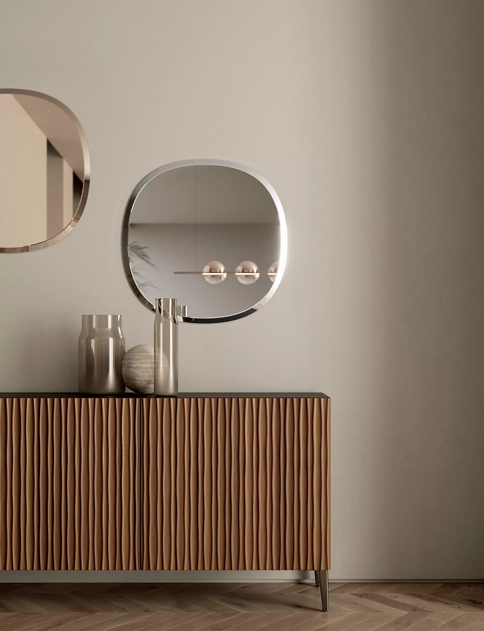 Luxury contemporary Musa sideboard by Bontempi Casa, showcased at Troy Michigan showroom.